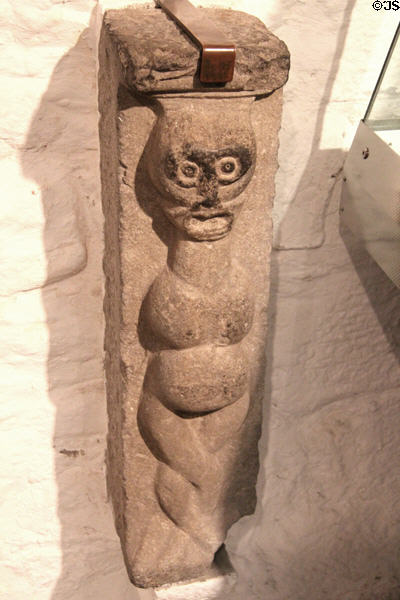 Medieval slab carved with figure at Rock of Cashel. Cashel, Ireland.