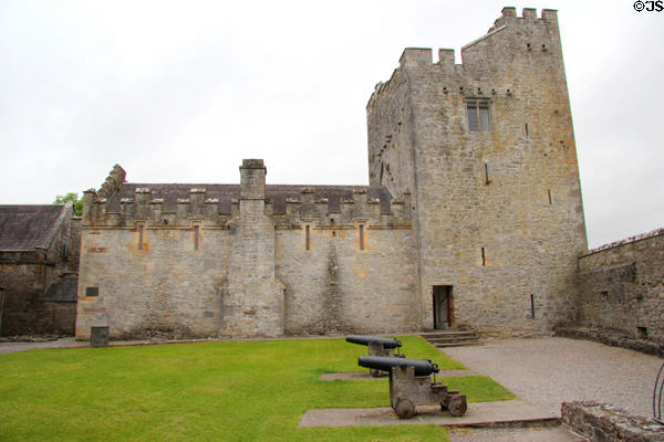 Banqueting hall (16thC) & NW tower (13thC) over inner ward at Cahir Castle. Cahir, Ireland.