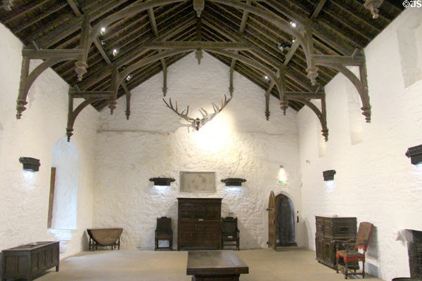 Banqueting hall (16thC) with hammer-beam ceiling (c1840) at Cahir Castle. Cahir, Ireland.