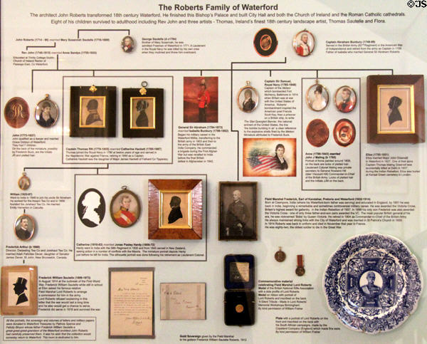 Architect John Robert's family tree with miniature portraits at Bishop's Palace. Waterford, Ireland.