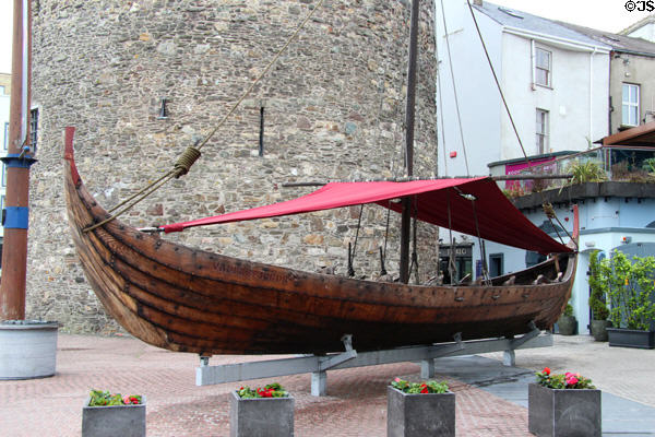 Vadrarfjordr Viking longboat replica (2012) at Reginald's Tower. Waterford, Ireland.