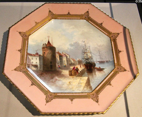 Waterford souvenir plate (early 20thC) shows Reginald's Tower. Waterford, Ireland.