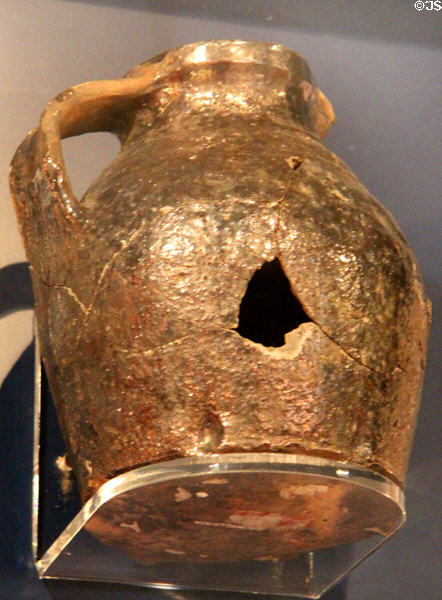 Waterford ceramic wine jug (c1280) at Museum of Treasures. Waterford, Ireland.