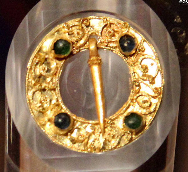 Gold Waterford ring brooch (c1210) at Museum of Treasures. Waterford, Ireland.
