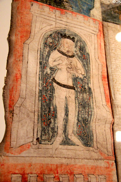 Portrait of King John (1199-1216) included in Great Charter Roll to promote Waterford's case for shipping monopoly at Museum of Treasures. Waterford, Ireland.