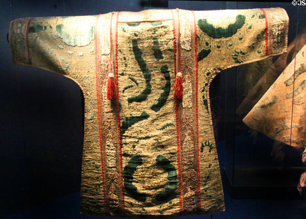 Medieval vestment discovered (1773) during demolition of old cathedral at Museum of Treasures. Waterford, Ireland.