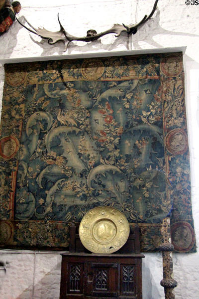 Tapestry on Great Hall at Bunratty Castle. County Clare, Ireland.