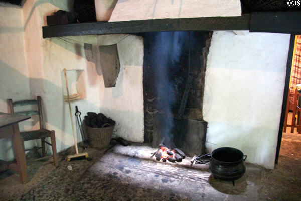 Hearth of Cashen Fisherman's House at Bunratty Castle & Folk Park. County Clare, Ireland.