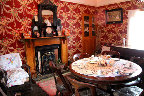Ornate parlor in Golden Vale Farmhouse at Bunratty Castle & Folk Park. County Clare, Ireland.