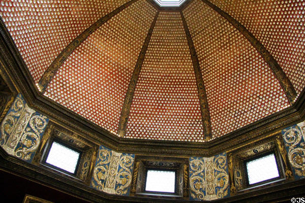 Tribune dome (1581-6) inset with shells at Uffizi Gallery. Florence, Italy. Architect: Bernardo Buontalenti.
