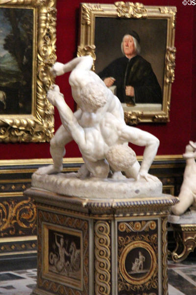 Wrestlers statue (1stC CE) in Tribune at Uffizi Gallery. Florence, Italy.