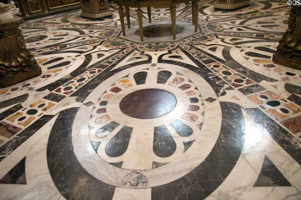 Marble floor in Tribune at Uffizi Gallery. Florence, Italy.