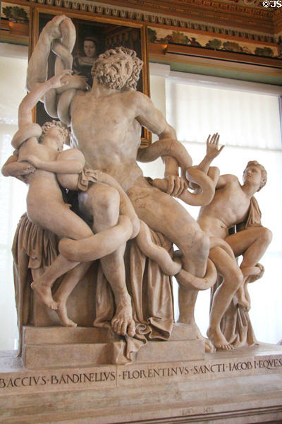 Renaissance copy (1500s) by Baccio Bandinelli after antic Laocoon sculpture in Vatican Museum at Uffizi Gallery. Florence, Italy.