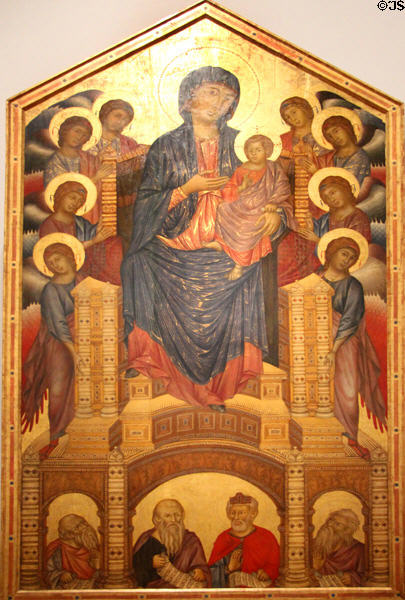 Madonna & Child Enthroned with angels & prophets painting (c1290-1300) by Cimabue (aka Cenni di Pepe) at Uffizi Gallery. Florence, Italy.