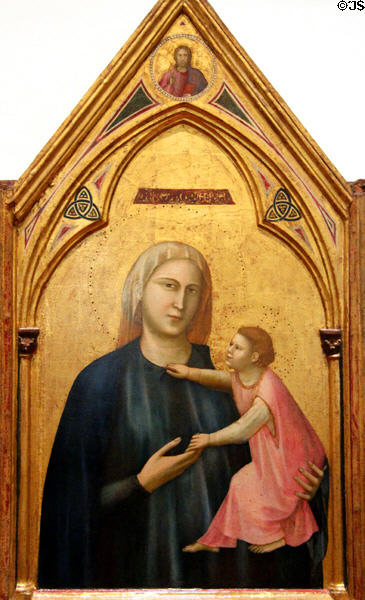 Madonna & Child panel detail from polyptych painting (c1295-1300) by Giotto di Bondone at Uffizi Gallery. Florence, Italy.