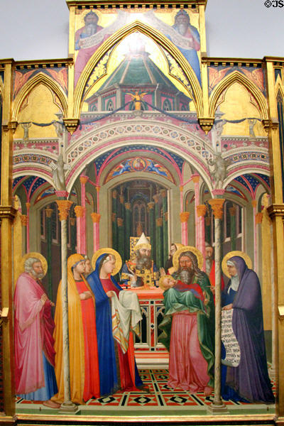 Purification of the Virgin painting (1342) by Ambrogio Lorenzetti at Uffizi Gallery. Florence, Italy.