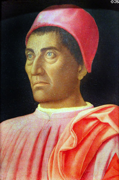 Portrait of Cardinal Carlo de' Medici (c1460) by Andrea Mantegna at Uffizi Gallery. Florence, Italy.