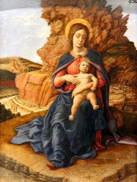 Madonna delle Cave painting (1488-90) by Andrea Mantegna at Uffizi Gallery. Florence, Italy.