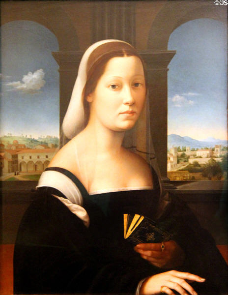 Portrait of a woman (c1510) attrib. Ghirlandaio (aka Domenico Bigordi) at Uffizi Gallery. Florence, Italy.