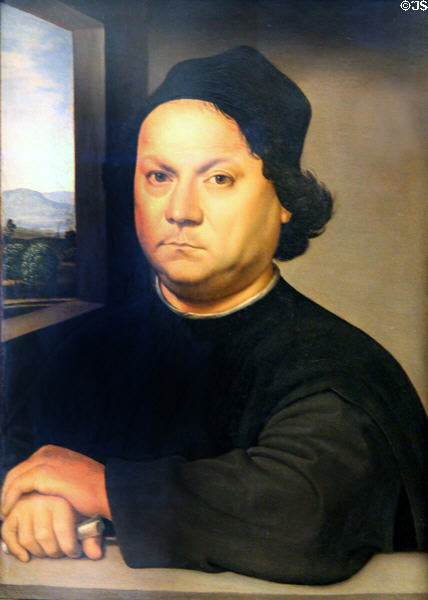 Portrait of a man (c1505-6) by Raphael Sanzio at Uffizi Gallery. Florence, Italy.
