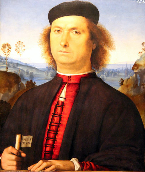 Portrait of Francesco delle Opere (c1494) by Il Perugino (aka Pietro Vannucci) at Uffizi Gallery. Florence, Italy.