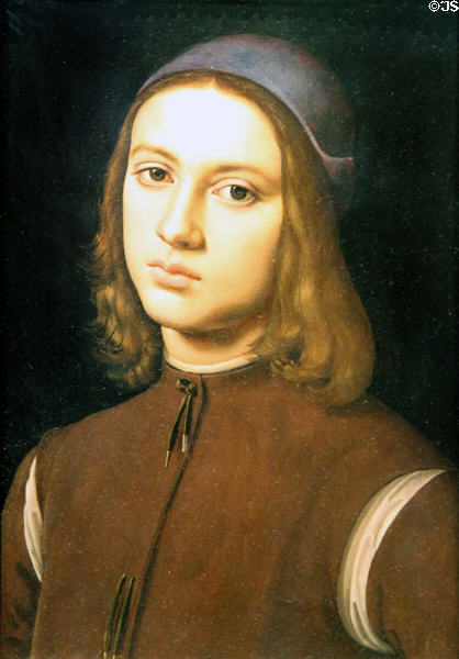 Portrait of a young man (c1494) by Il Perugino (aka Pietro Vannucci) at Uffizi Gallery. Florence, Italy.
