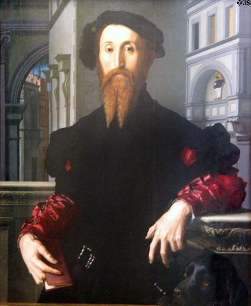 Portrait of Bartolomeo Panciantichi (1540-1) by Bronzino at Uffizi Gallery. Florence, Italy.