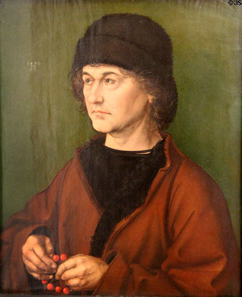 Portrait of his father (1490) by Albrecht Dürer at Uffizi Gallery. Florence, Italy.