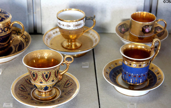 Porcelain cups & saucers (c1790s-1828) by Dihl & Guérhard of Paris at Pitti Palace Ceramics Museum. Florence, Italy.