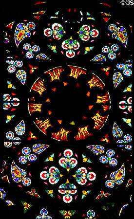 Modern stained-glass in Duomo. Milan, Italy.
