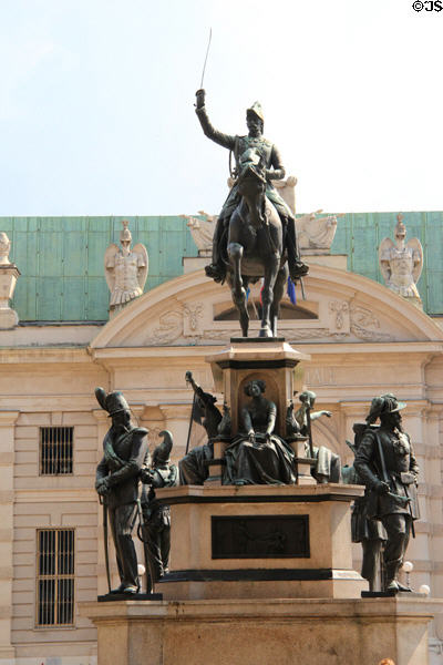 Carlo Alberto, King of Sardinia (1798-1849) equestrian statue (1861) by Carlo Marochetti on Piazza Carlo Alberto between National Library & Palazzo Carignano. Turin, Italy.