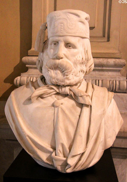Marble bust of Giuseppe Garibaldi (1886) by M. Battaglia at Risorgimento Museum in Palazzo Carignano. Turin, Italy.
