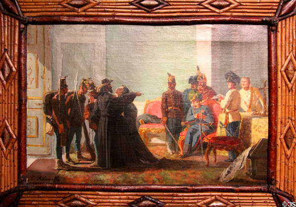 Ugo Bassi (1801-49) in front of Austrian military court for insurrection of 1848-9 painting (third quarter 19thC) by C. Ademollo at Risorgimento Museum. Turin, Italy.