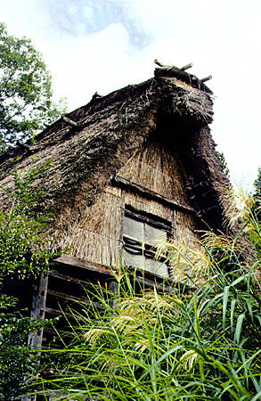 Thatched building of the Hida Folk Village, Takayama. Japan.
