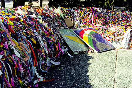 Millions of origami paper cranes are piled at the Hiroshima Memorial. Japan.