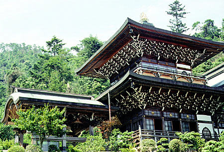 Wooden architecture of the Daishoin Temple, in Miya-jima. Japan.