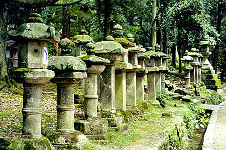 Stone lanterns in Nara. Japan.