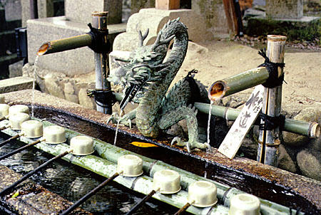 Fountain in dragon shape in Nara. Japan.