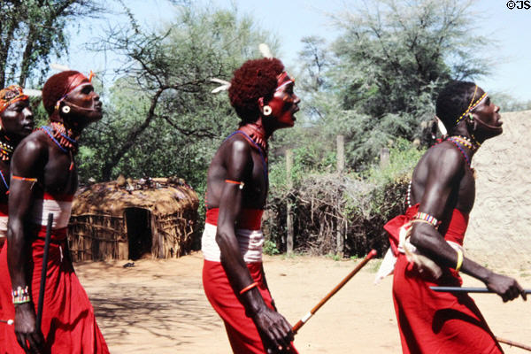 Brightly dressed Samburu dancers. Kenya.