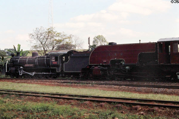Steam locomotives 2401 & large East African Railway unit at Railway Museum in Nairobi. Kenya.