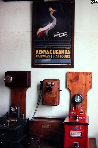 Posters & communications equipment at Railway Museum in Nairobi. Kenya.