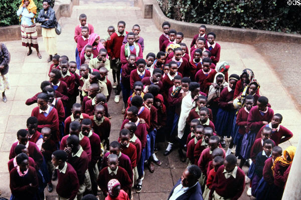 Students lined up for entry in National Museum in Nairobi. Kenya.