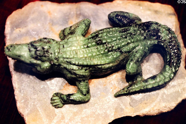 Semiprecious stone carving of a crocodile in jewelry store in Nairobi. Kenya.