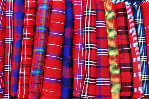 Masai blankets at a crafts market. Kenya.