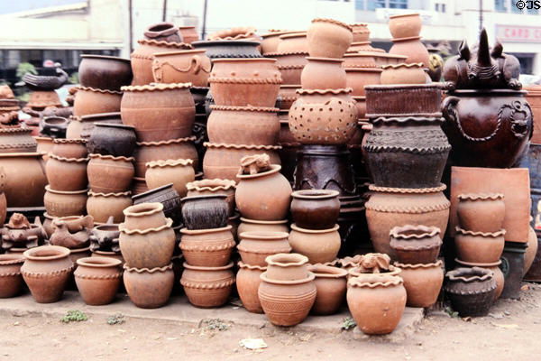 Clay pots at a crafts market. Kenya.