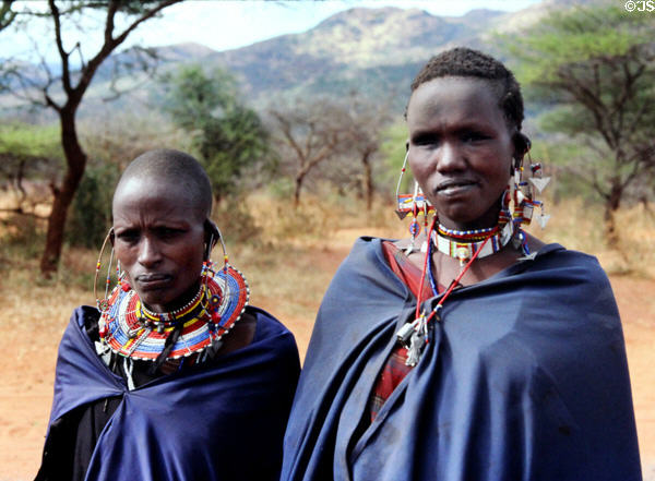 Masai women in traditional dress. Kenya.