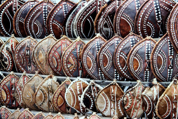 Masai souvenir shields on sale in Narok. Kenya.