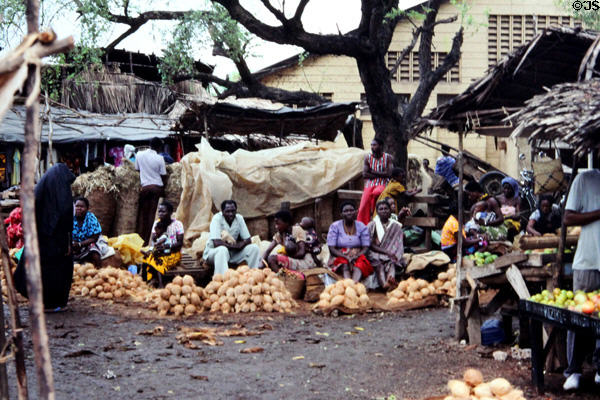 Selling produce in Malindi market. Kenya.