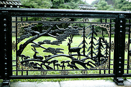 Fence in Seoul representing deer & forest. South Korea.