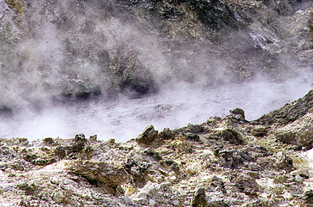 The steaming lava of Sulphur Springs Park near Soufrière. St Lucia.